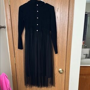 Black Tiered A-line Cocktail Dress